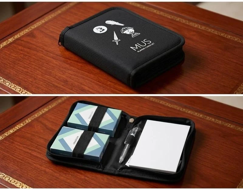 Set completo de Mus - Estuche con 2 barajas, libreta y bolígrafo